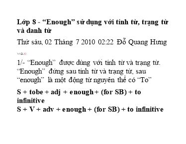 Ngữ pháp Tiếng Anh Khối 8